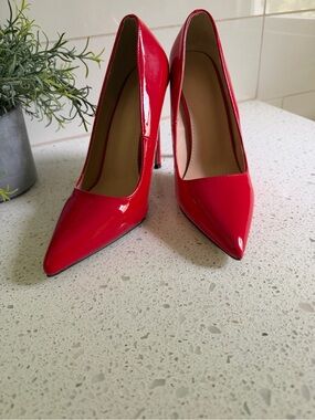 New Look Red Patent Pointed-Toe Stiletto Heels